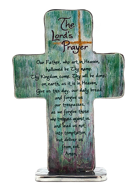 Cross - Standing Cross - Lord's Prayer (painted metal)